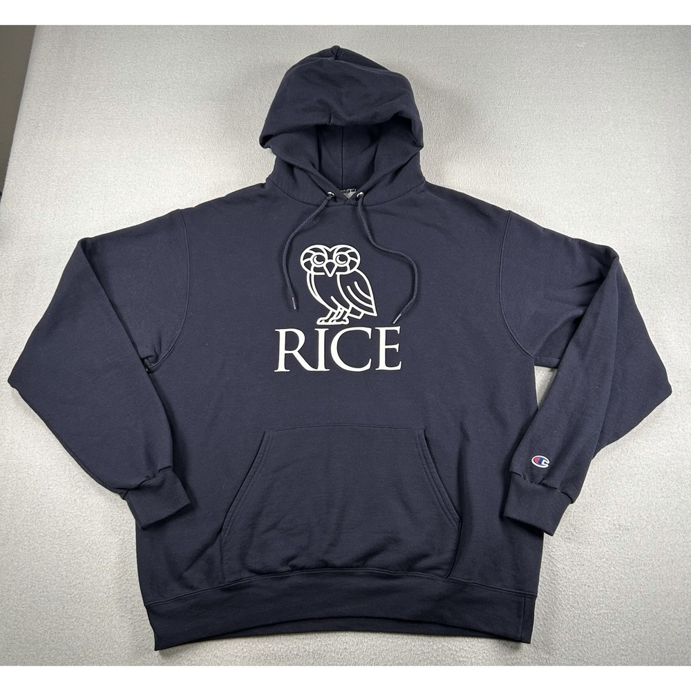 Champion Rice University Pullover Hoodie Mens Size Large Navy Blue Excellent!